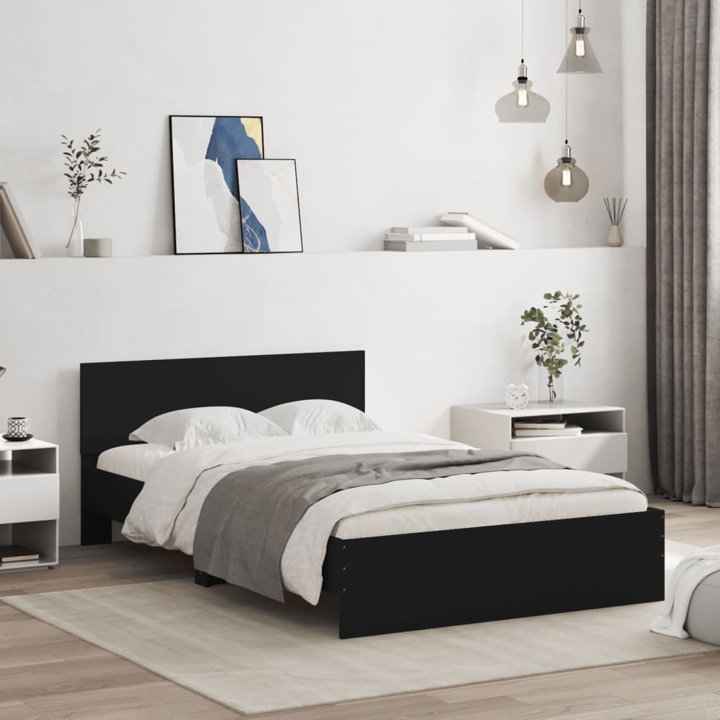 Bed Frame with LED without Mattress Black 135x190 cm