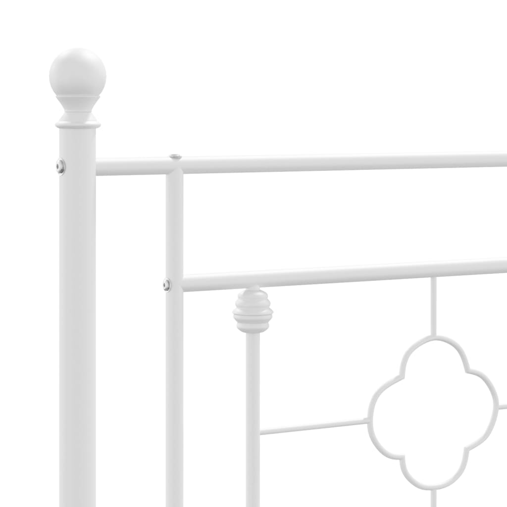 Metal Bed Frame without Mattress with Headboard White 183x203 cm King