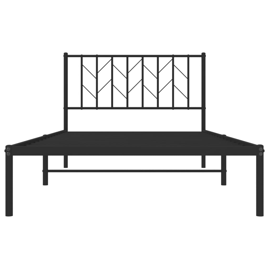 Metal Bed Frame without Mattress with Headboard Black 107x203 cm King Single