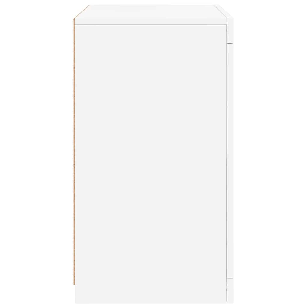 Side Cabinet with LED Lights White Engineered Wood