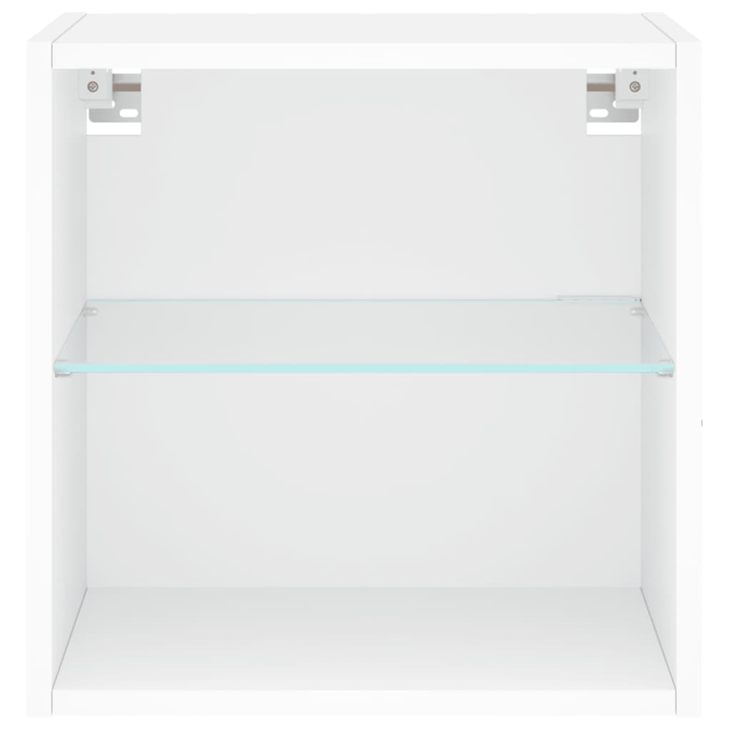Bedside Cabinet with LED Lights Wall-mounted White