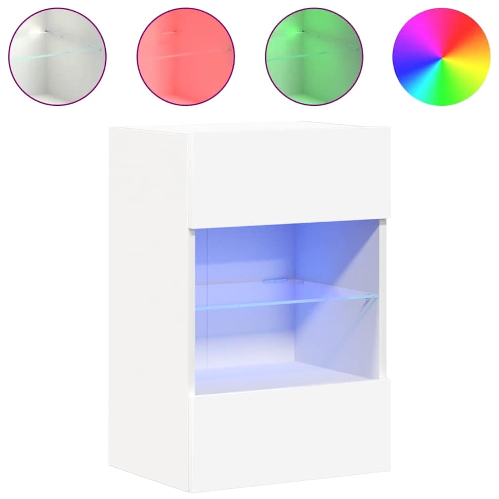 Wall Cabinets with LED Lights for TV 2 pcs White 40x30x60.5 cm