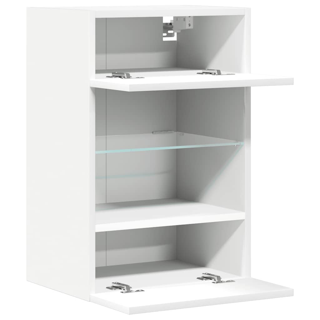 Wall Cabinets with LED Lights for TV 2 pcs White 40x30x60.5 cm