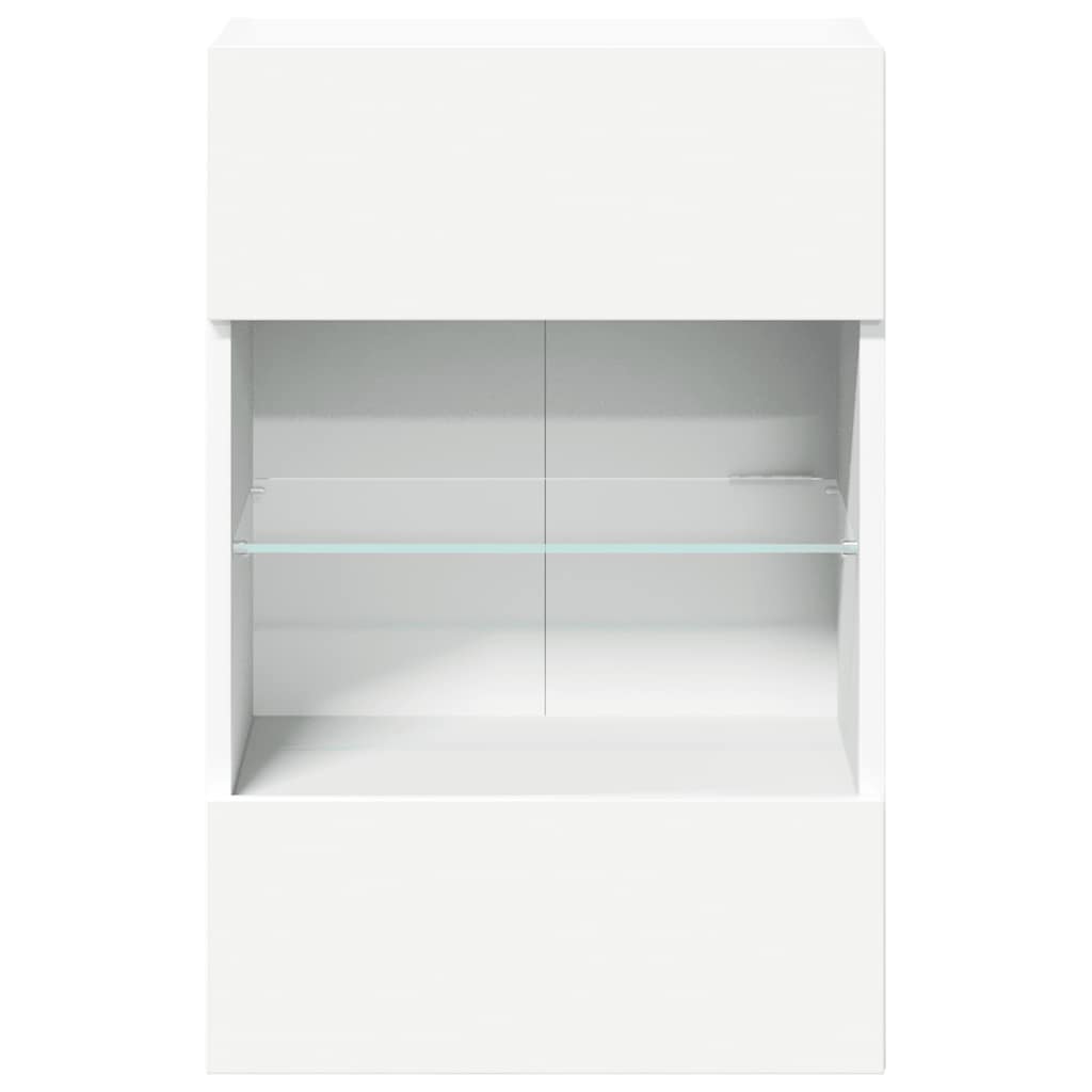 Wall Cabinets with LED Lights for TV 2 pcs White 40x30x60.5 cm