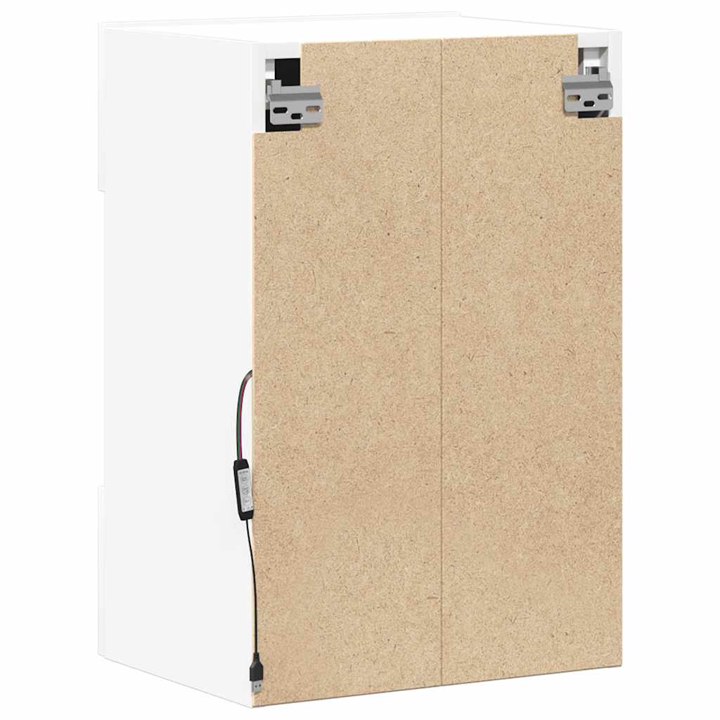 Wall Cabinets with LED Lights for TV 2 pcs White 40x30x60.5 cm