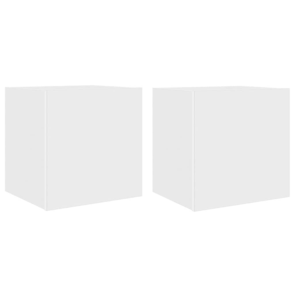 TV Wall Cabinets with LED Lights 2 pcs White 40.5x35x40 cm