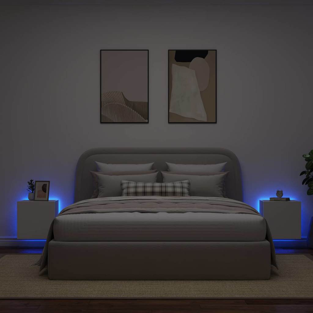 TV Wall Cabinets with LED Lights 2 pcs White 40.5x35x40 cm