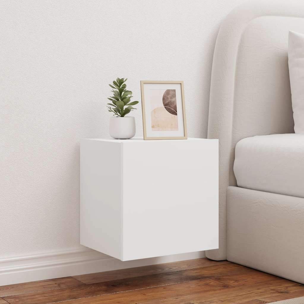 TV Wall Cabinets with LED Lights 2 pcs White 40.5x35x40 cm