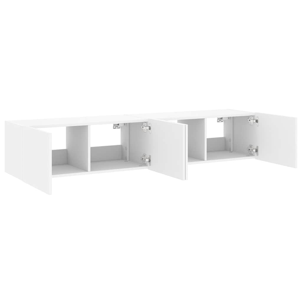 TV Wall Cabinets with LED Lights 2 pcs White 80x35x31 cm