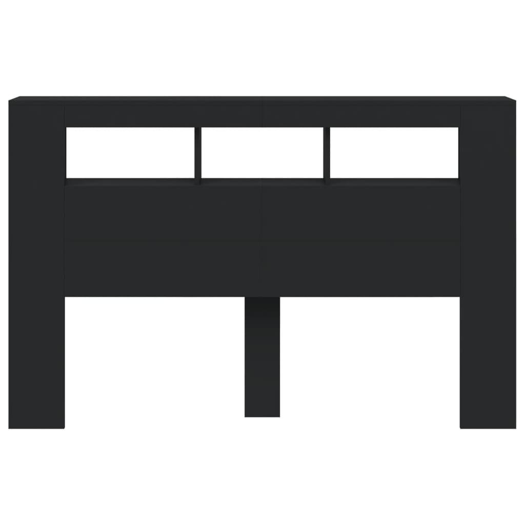 LED Headboard Black 160 cm Engineered Wood
