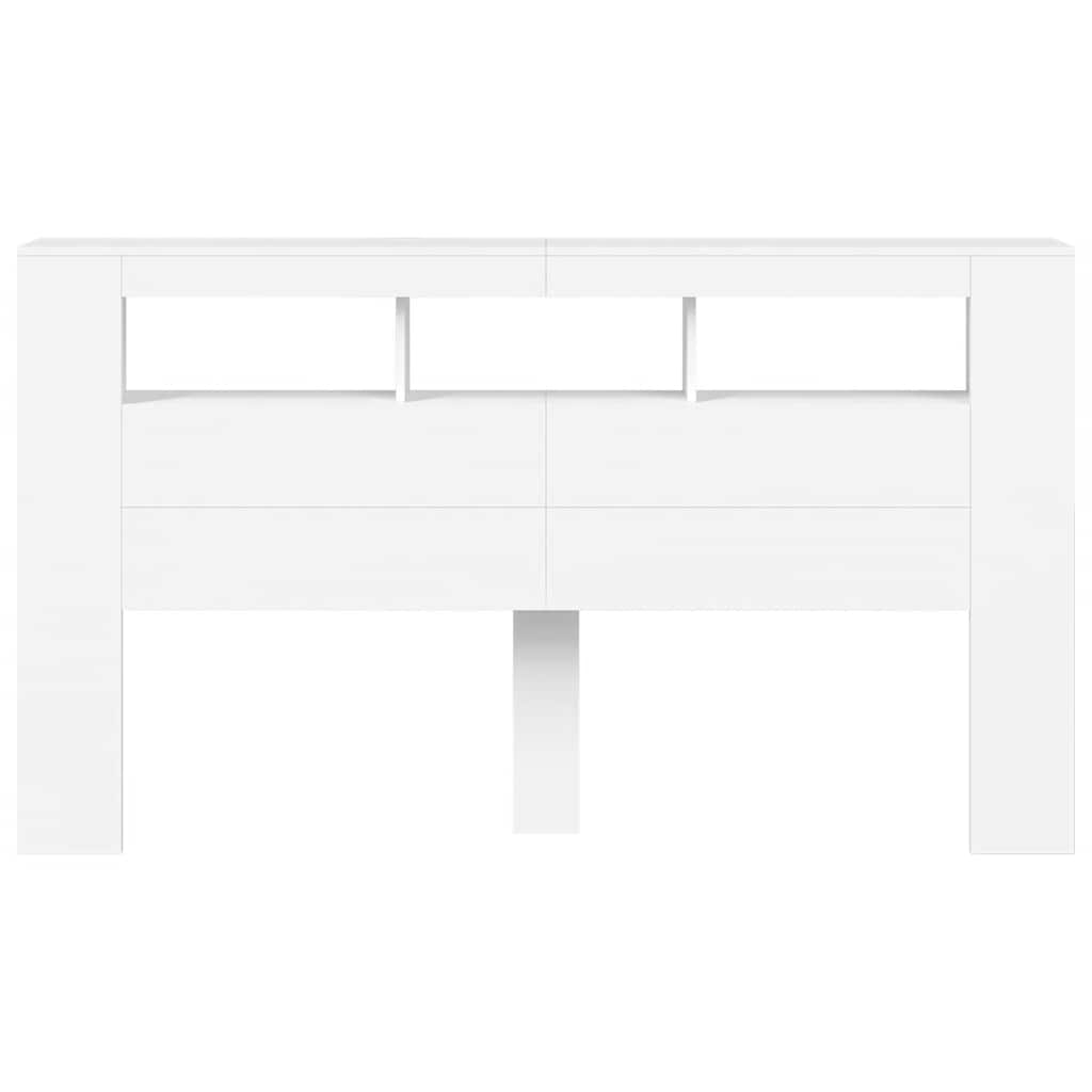 LED Headboard White 180 cm Engineered Wood