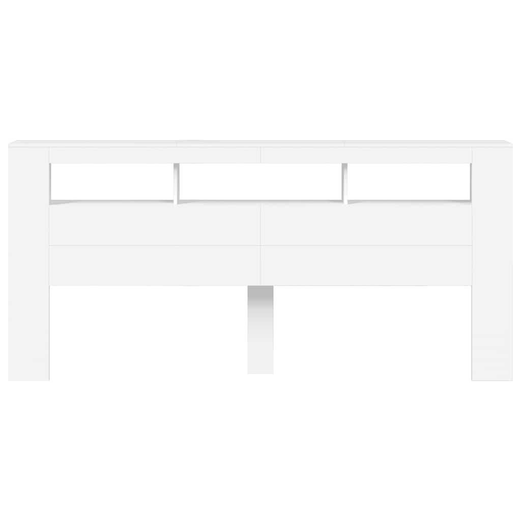LED Headboard White 220 cm Engineered Wood
