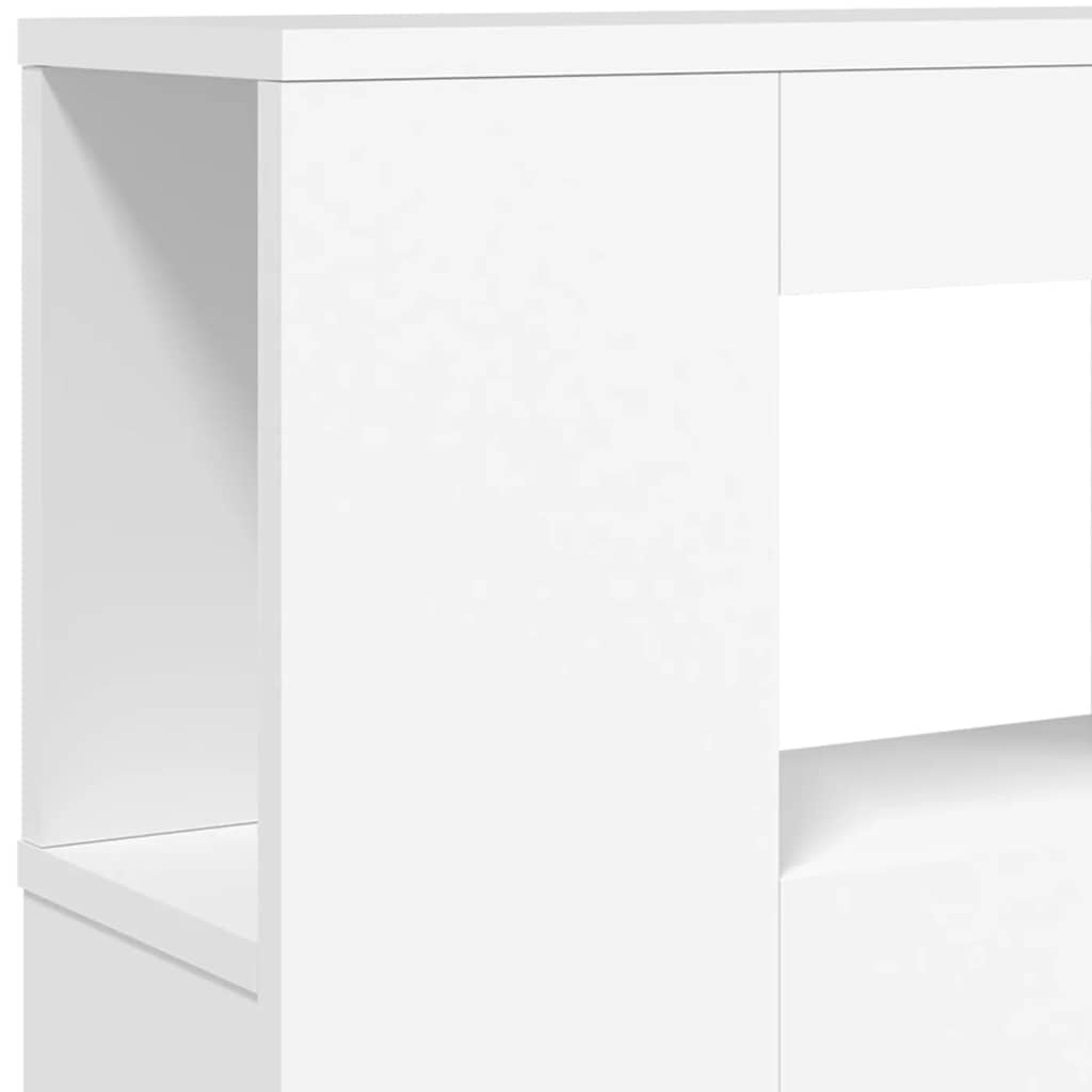 LED Headboard White 220 cm Engineered Wood