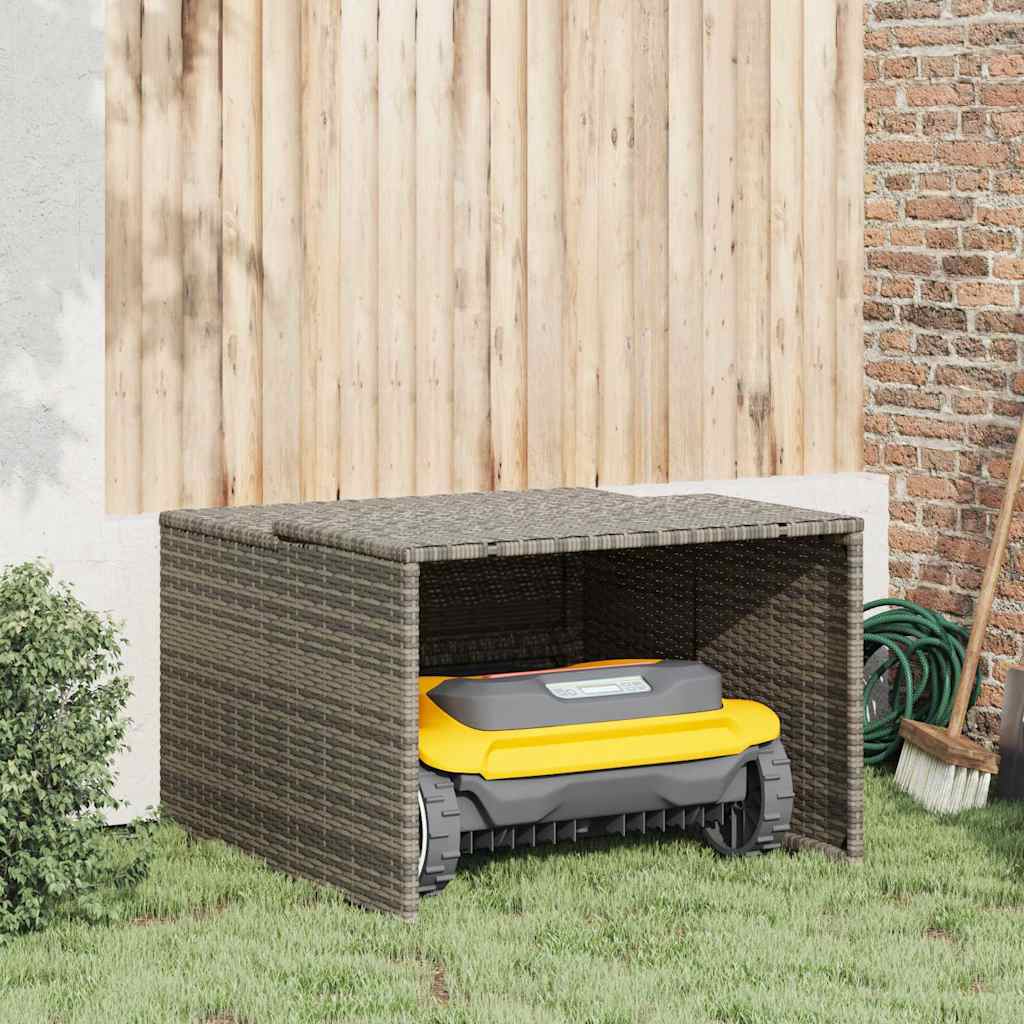 Robot Mower Garage Grey 86x90x52/57 cm Poly Rattan