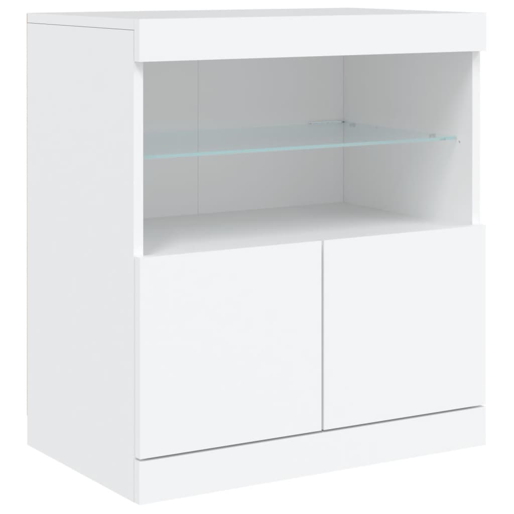 Sideboard with LED Lights White 181.5x37x67 cm
