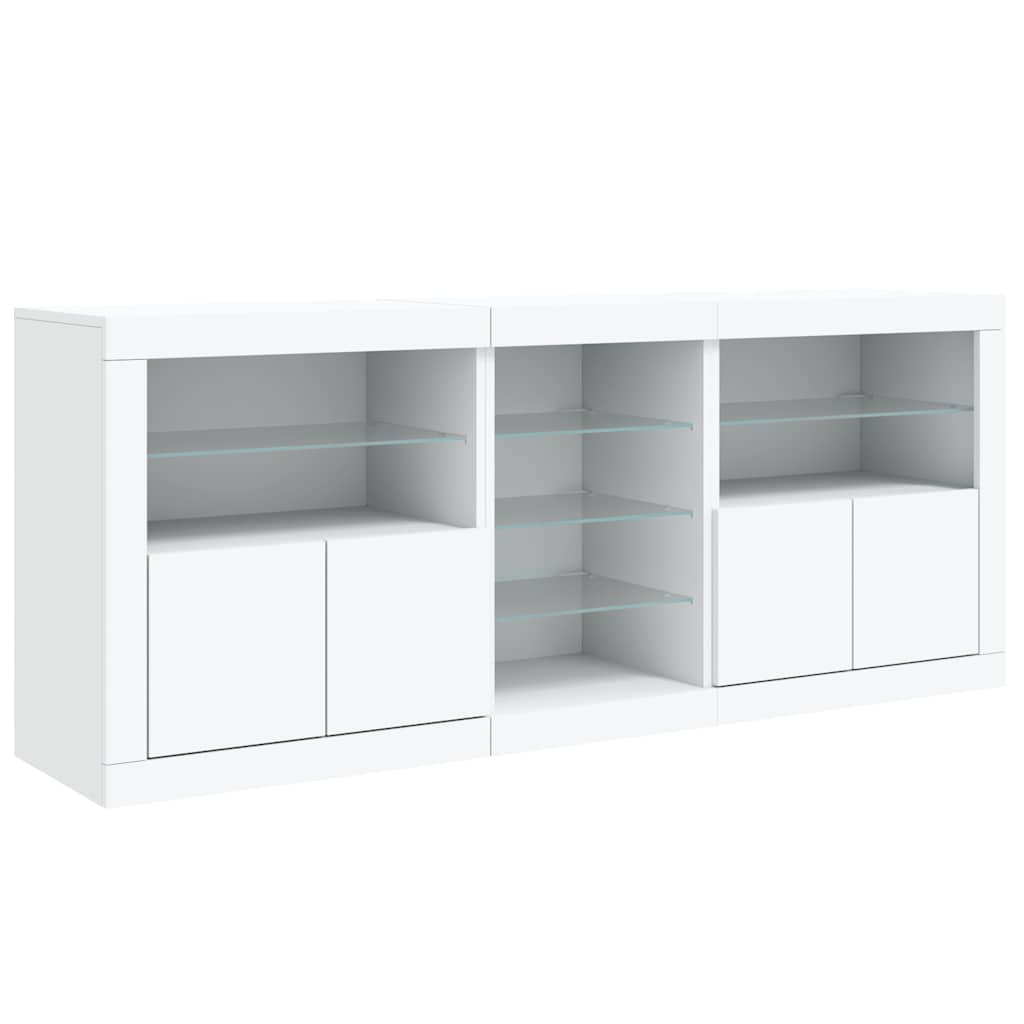 Sideboard with LED Lights White 181.5x37x67 cm