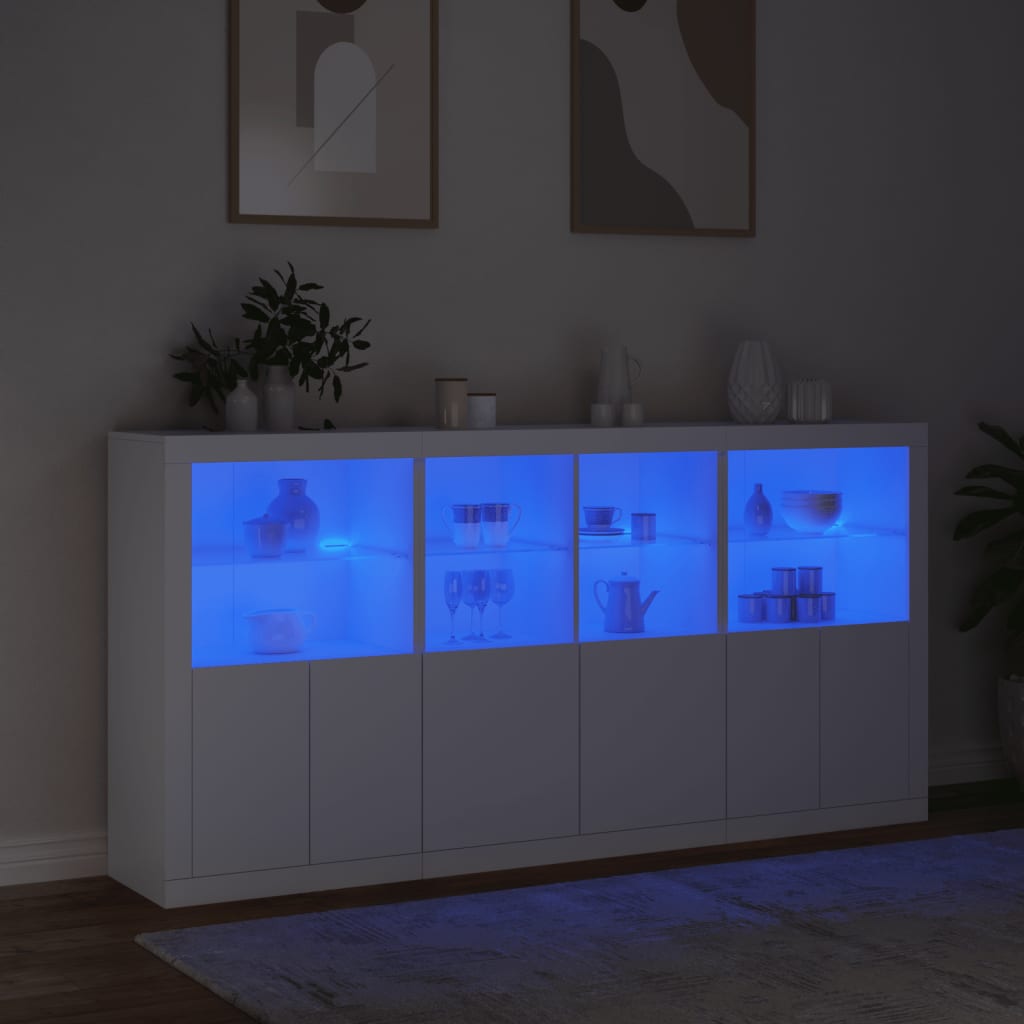 Sideboard with LED Lights White 202x37x100 cm