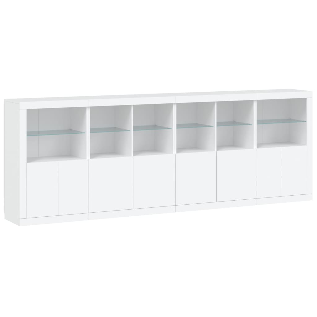 Sideboard with LED Lights White 283x37x100 cm