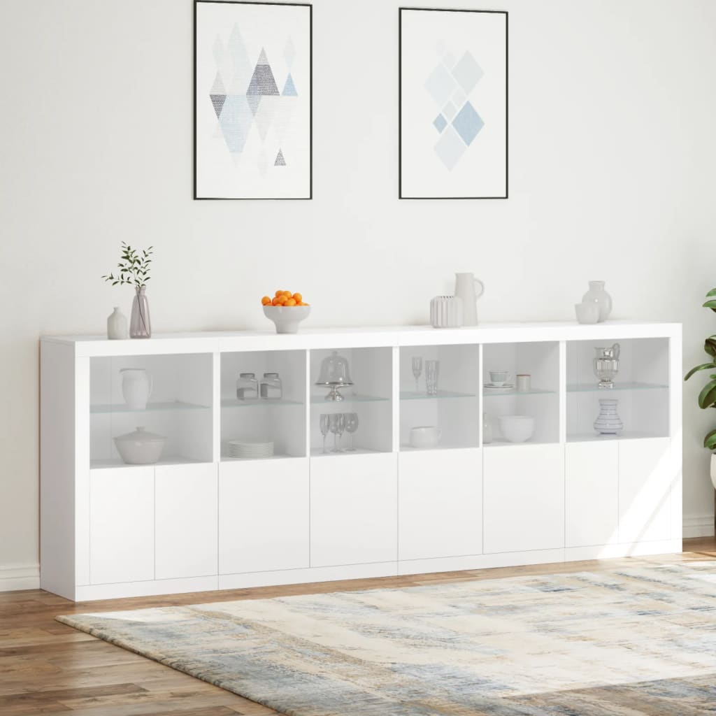 Sideboard with LED Lights White 283x37x100 cm