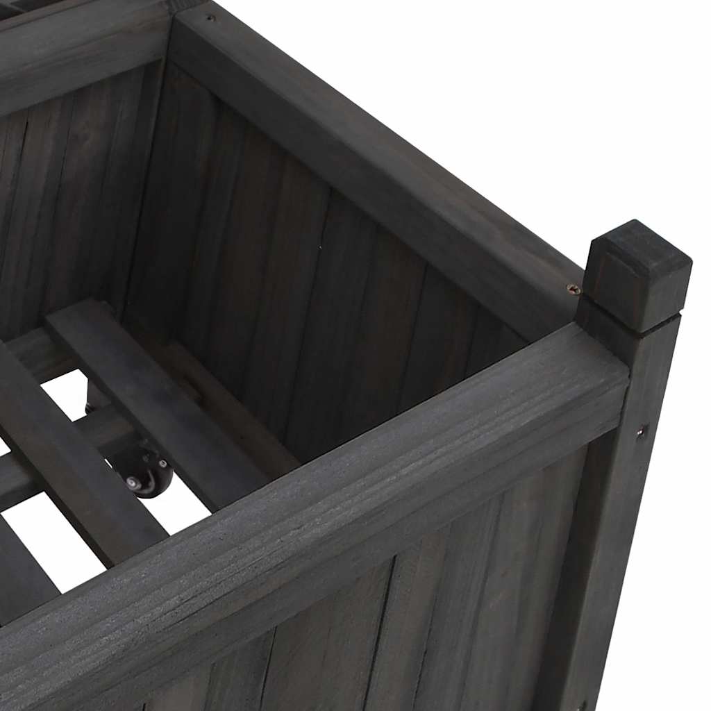 Planter with Trellis and Wheels Black Solid Wood Fir