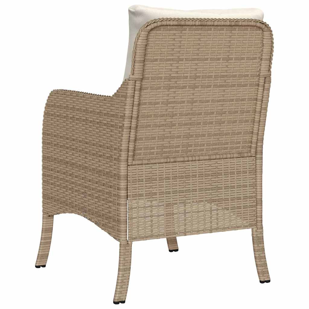 Garden Chairs with Cushions 2 pcs Beige Poly Rattan