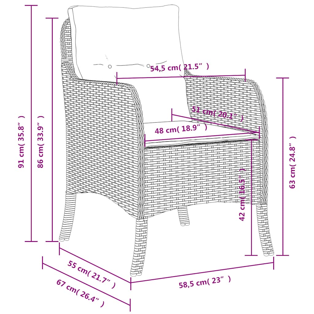 Garden Chairs with Cushions 2 pcs Beige Poly Rattan