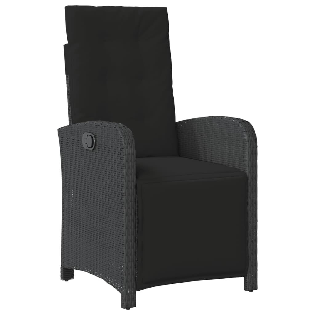 Reclining Garden Chair with Footrest Black Poly Rattan