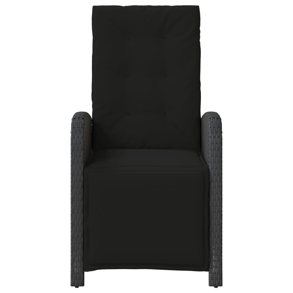 Reclining Garden Chair with Footrest Black Poly Rattan
