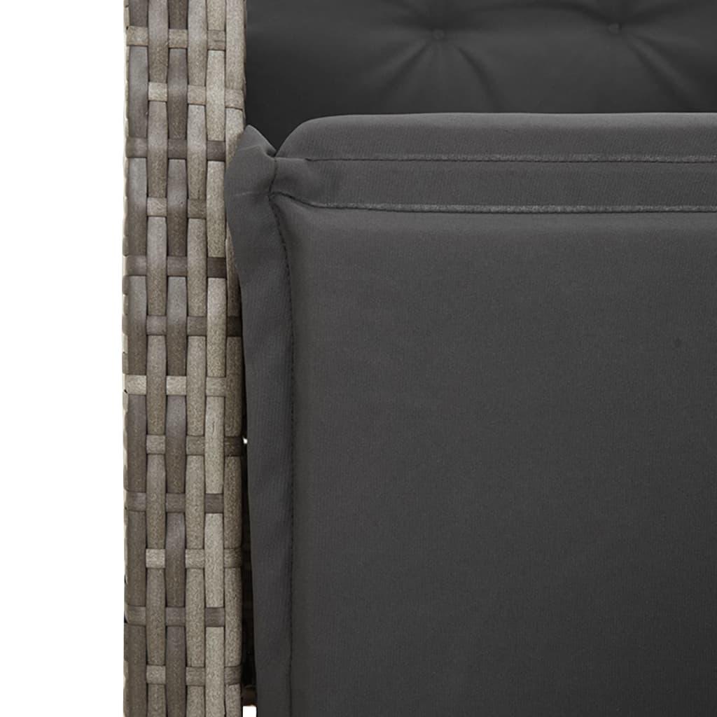 Reclining Garden Chairs 2 pcs with Footrest Grey Poly Rattan