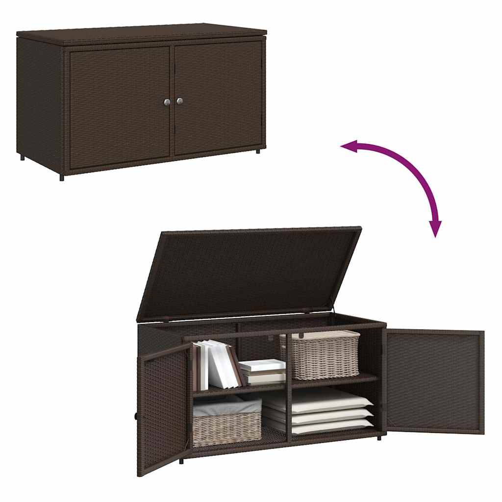 Garden Storage Cabinet Brown 110x55x60.5 cm Poly Rattan