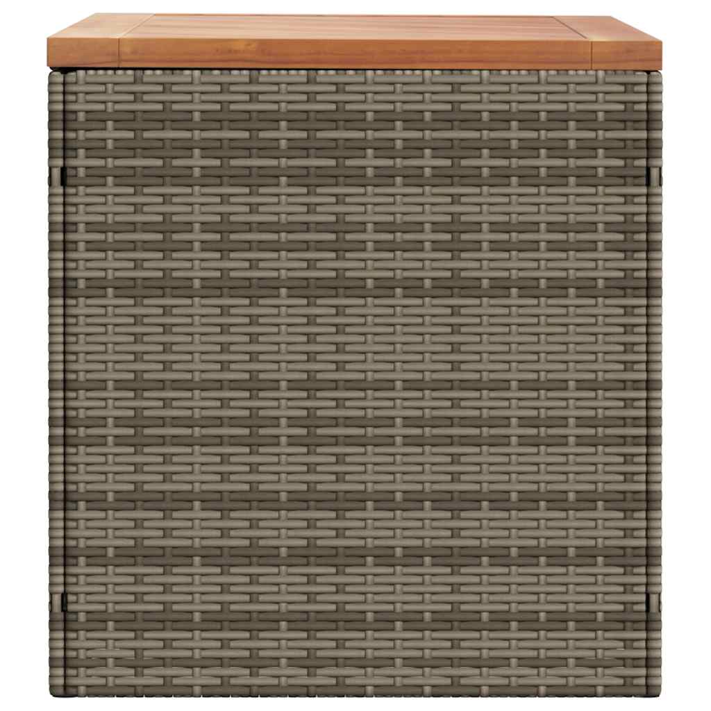 Garden Storage Box Grey 110x50x54 cm Poly Rattan Acacia Wood