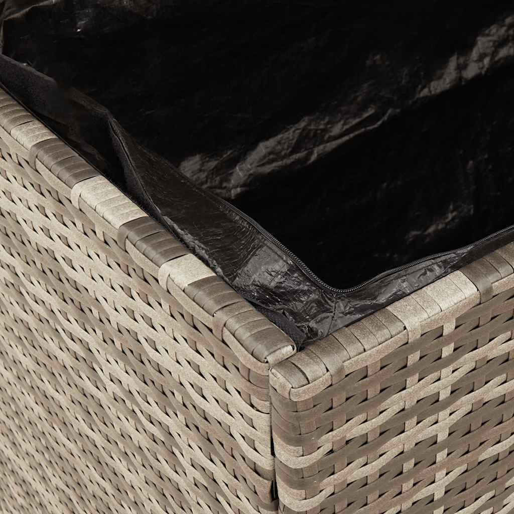 Garden Storage Box Grey 110x50x54 cm Poly Rattan Acacia Wood