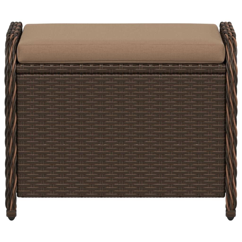 Garden Stool with Cushion Brown 58x46x46 cm Poly Rattan