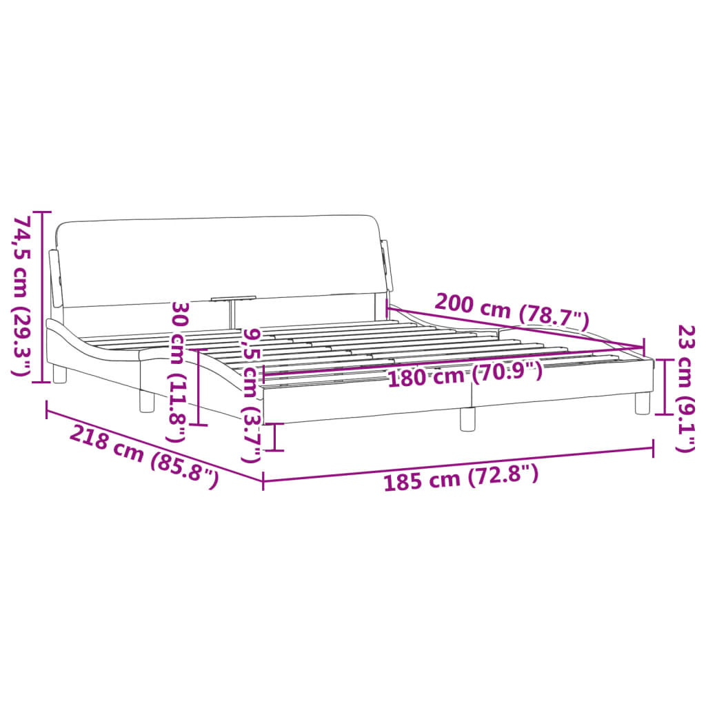 Bed Frame "Dover" Black&White 180x200 cm King Faux Leather