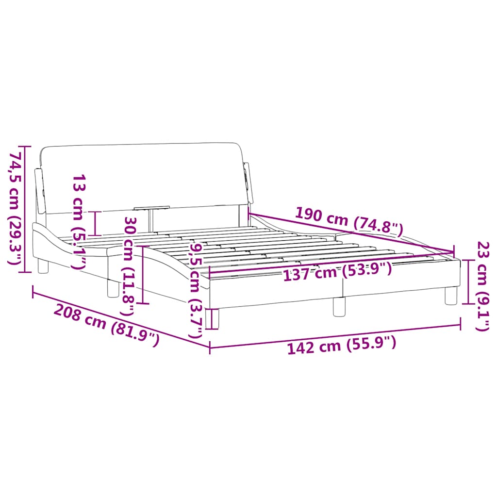 Bed Frame "Dover" Black 137x190 cm Double Faux Leather
