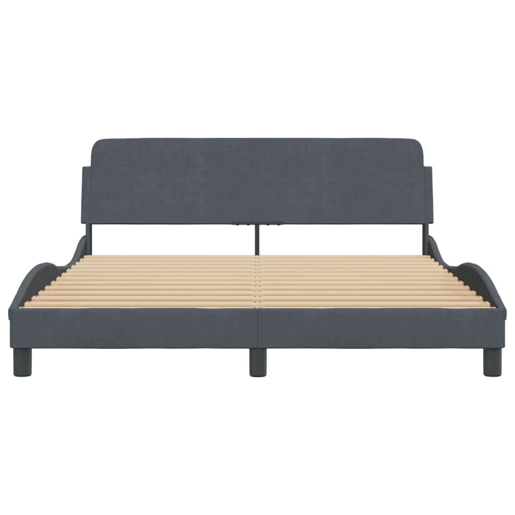 Bed Frame "Dover" Dark Grey 152x203 cm Queen Velvet