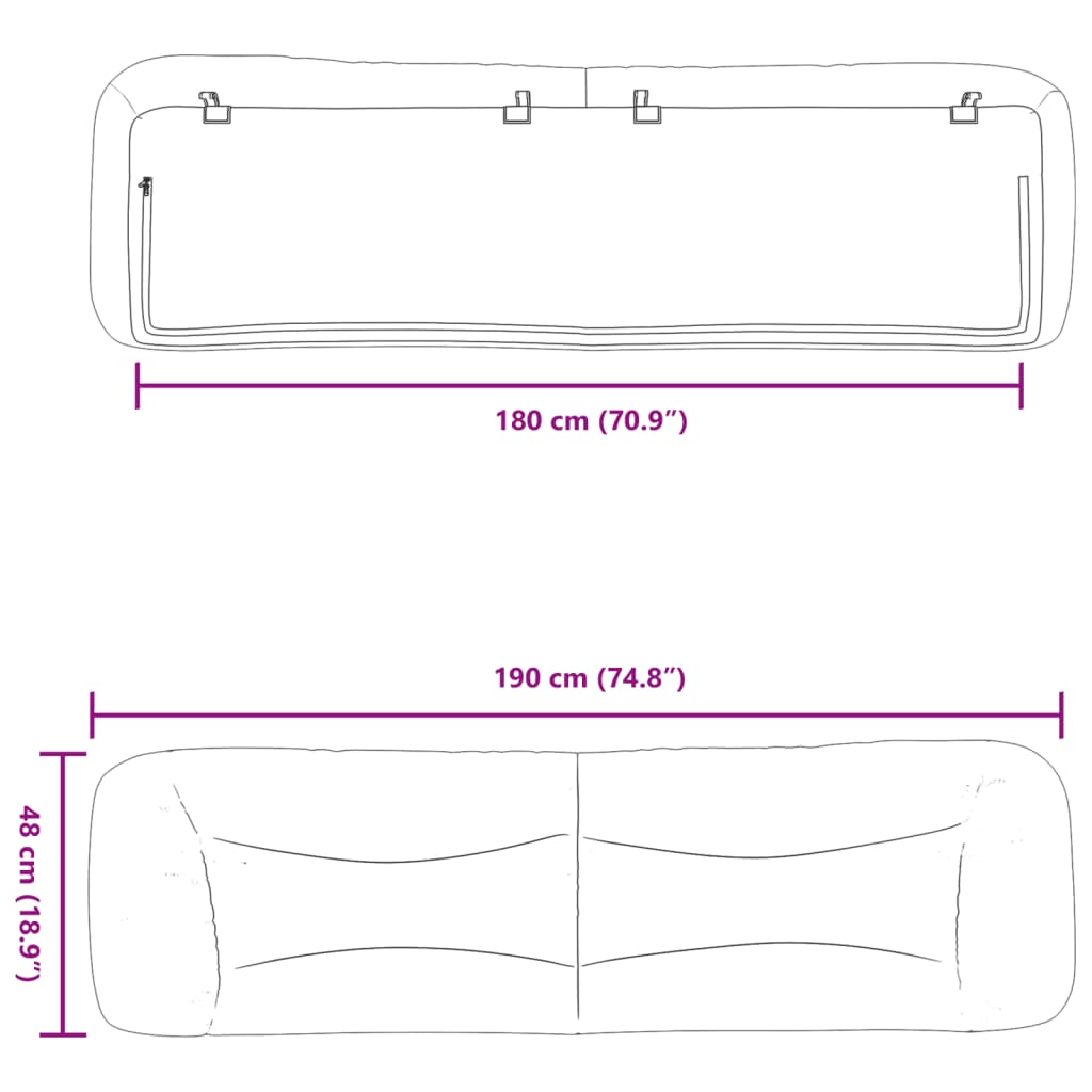 Headboard Cushion "Hvar" Black 180 cm Faux Leather