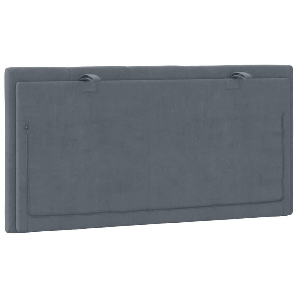 Headboard Cushion "Hanko" Dark Grey 107 cm King Single Velvet