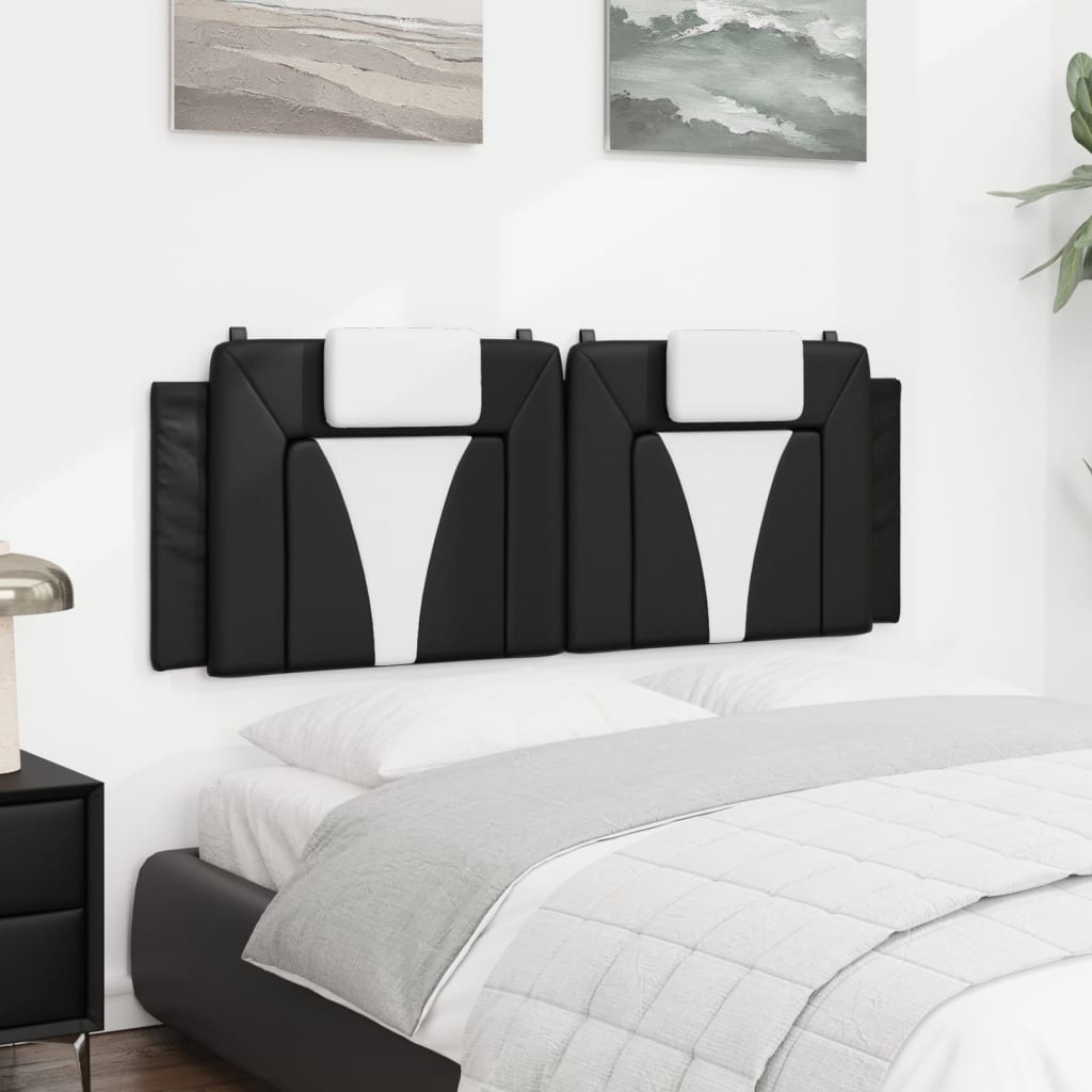 Headboard Cushion "Viana" Black and White 137 cm Double Faux Leather
