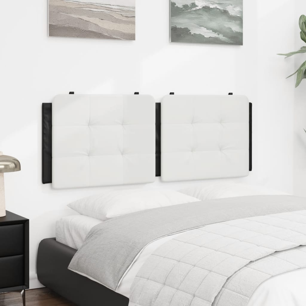 Headboard Cushion "Zadar" White and Black 137 cm Double Faux Leather