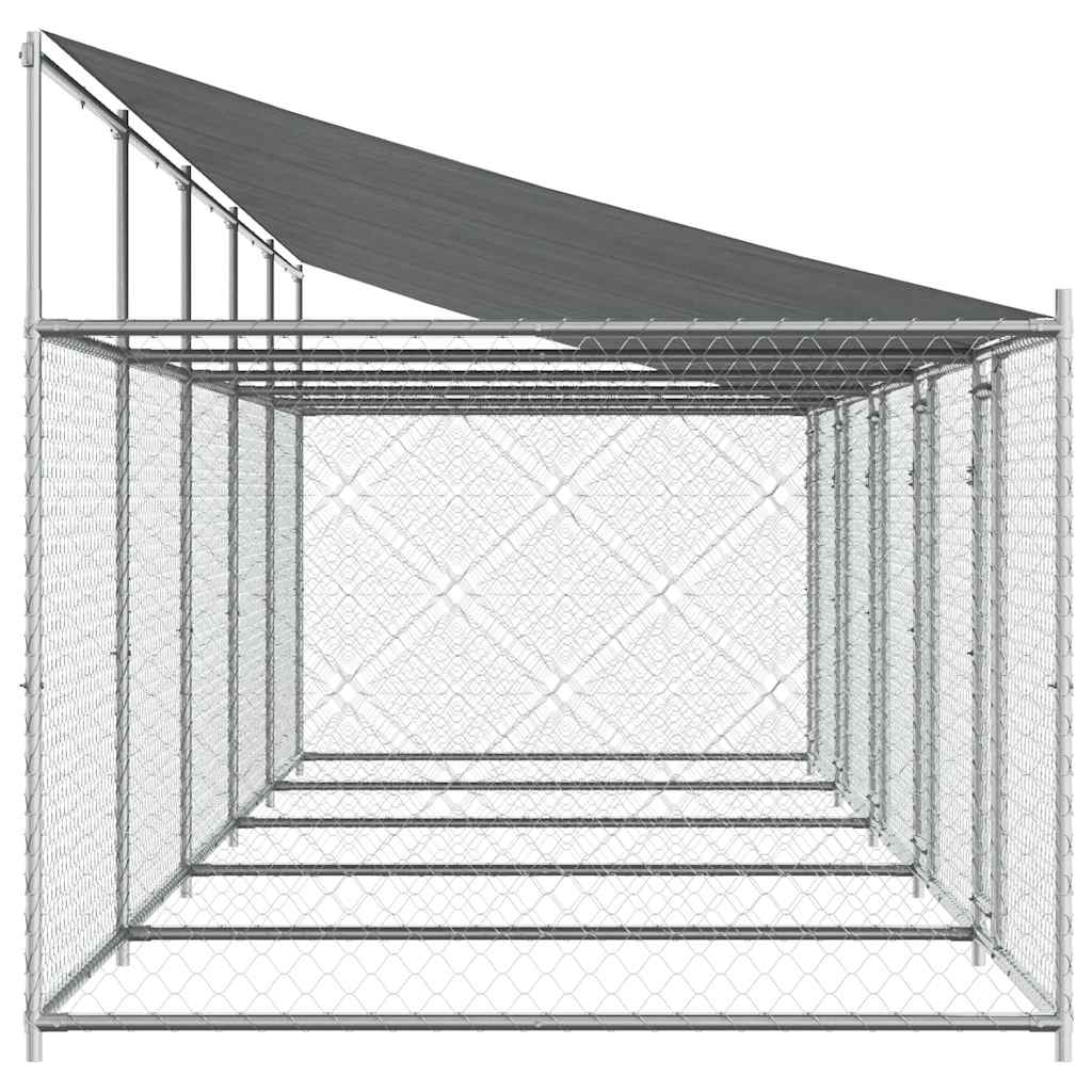 Dog Cage with Roof and Doors Grey 10x2x2 m Galvanised Steel