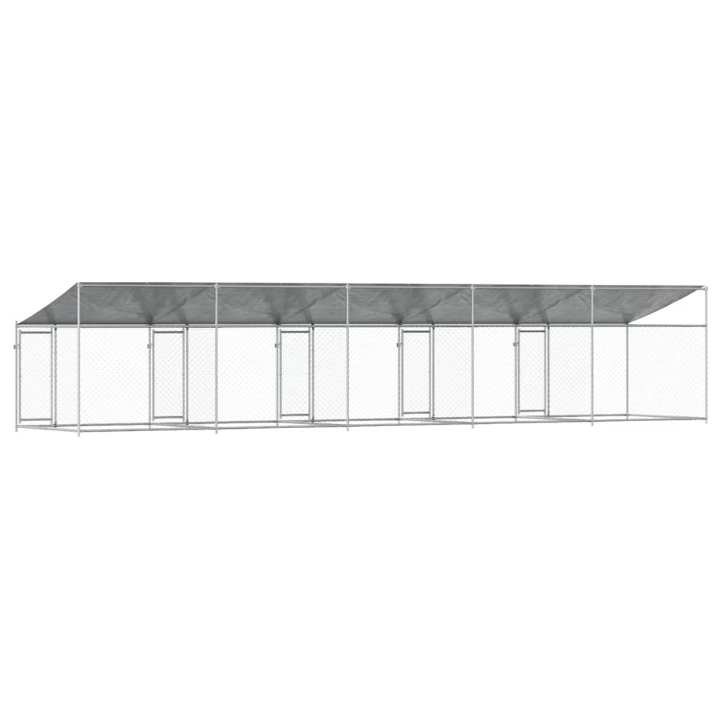 Dog Cage with Roof and Doors Grey 10x2x2 m Galvanised Steel