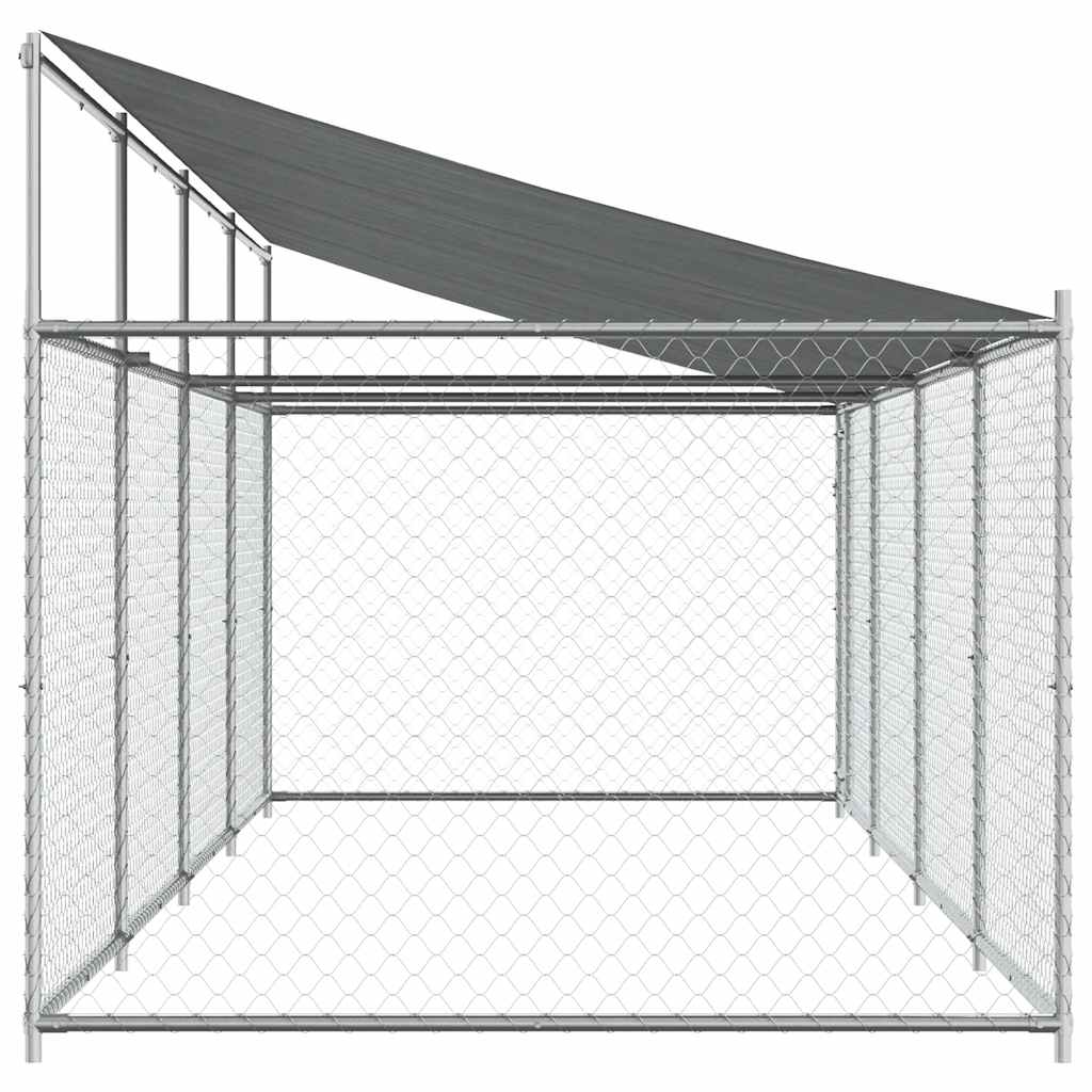Dog Cage with Roof and Door Grey 8x2x2 m Galvanised Steel