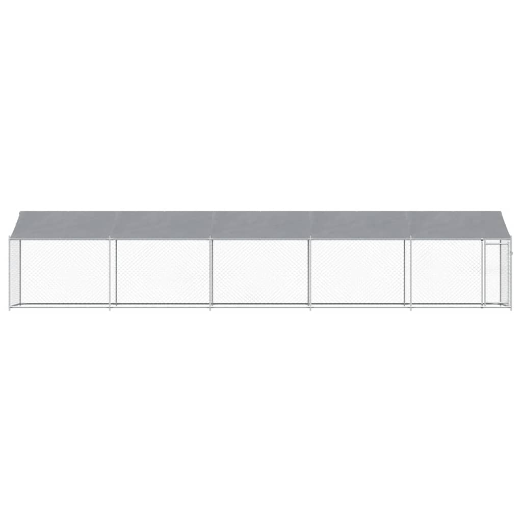Dog Cage with Roof and Door Grey 10x2x2 m Galvanised Steel