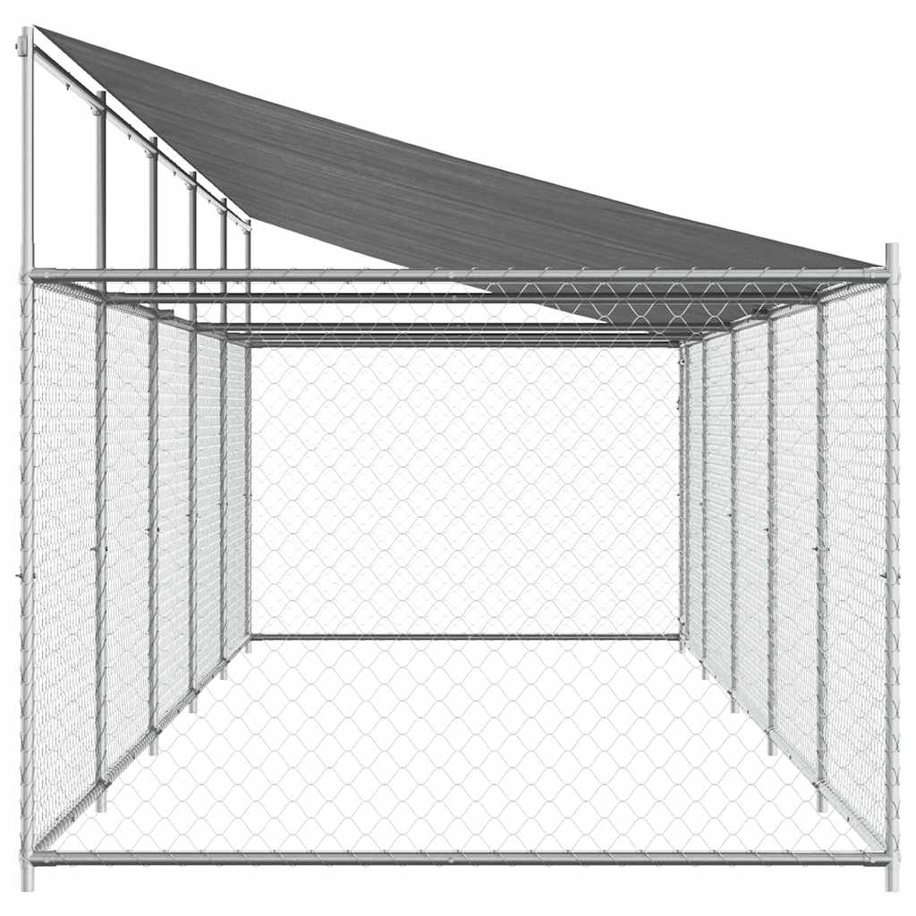 Dog Cage with Roof and Door Grey 10x2x2 m Galvanised Steel