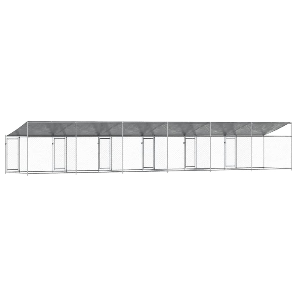 Dog Cage with Roof and Door Grey 10x2x2 m Galvanised Steel