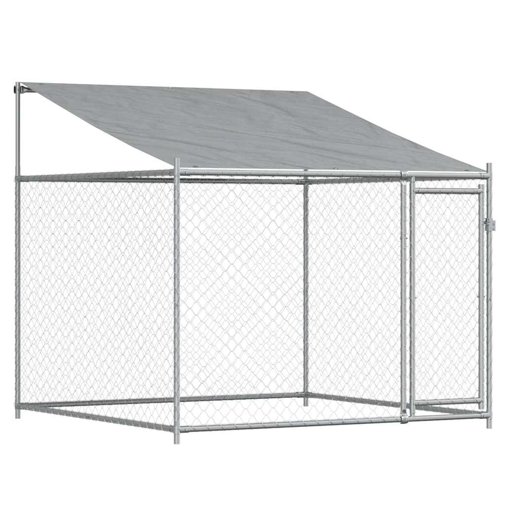 Dog Cage with Roof and Door Grey 10x2x2 m Galvanised Steel