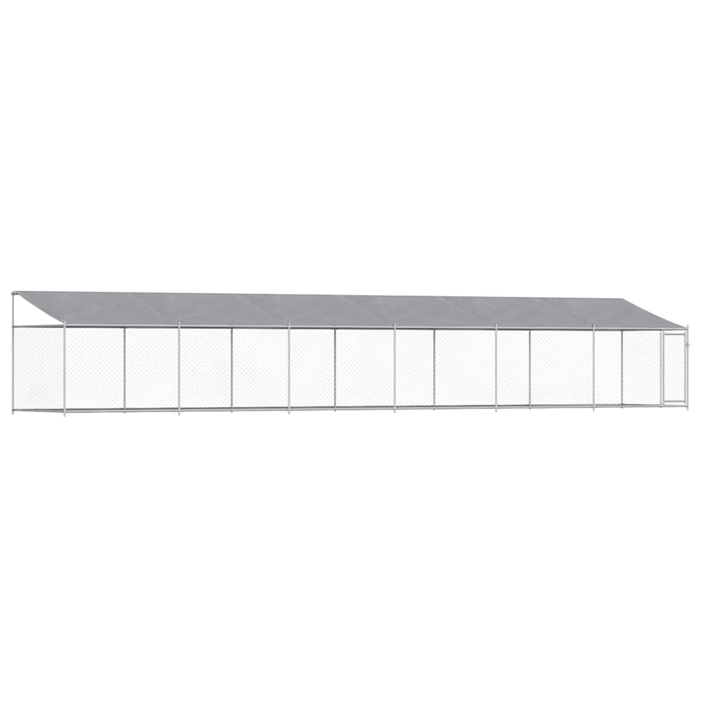 Dog Cage with Roof and Door Grey 12x2x2 m Galvanised Steel