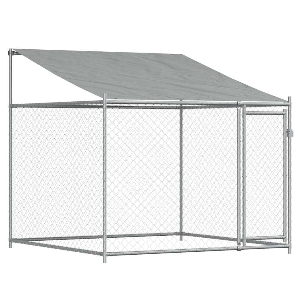 Dog Cage with Roof and Door Grey 12x2x2 m Galvanised Steel