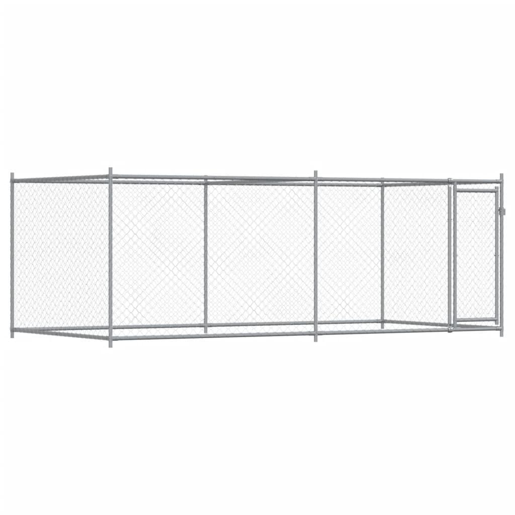 Dog Cage with Door Grey 4x2x1.5 m Galvanised Steel